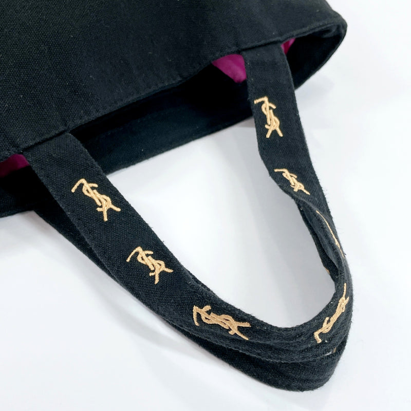 YSL Yves Saint Laurent Novelty Tote Bag Gold Embroidery Logo 
