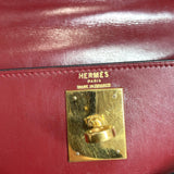 HERMES Handbag Kelly 28 internal sewing vintage Box calf wine-red Gold Hardware 〇JCarved seal Women Used - JP-BRANDS.com