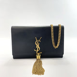 SAINT LAURENT PARIS Shoulder Bag 452159 C150J 1000 Classic Kate Monogram Tassel Chain Wallet leather black Gold Hardware Women Used