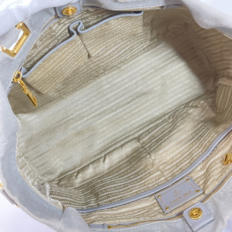 PRADA Tote Bag canvas/Gold Hardware gray Women Used