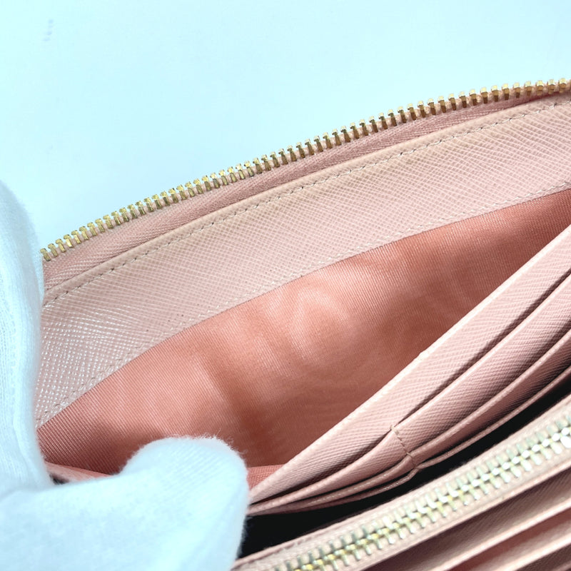 PRADA purse Zip Around Zippy wallet Safiano leather pink Gold Hardware Women Used