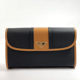 YVES SAINT LAURENT Clutch bag Licensed product PVC/leather black Brown mens New