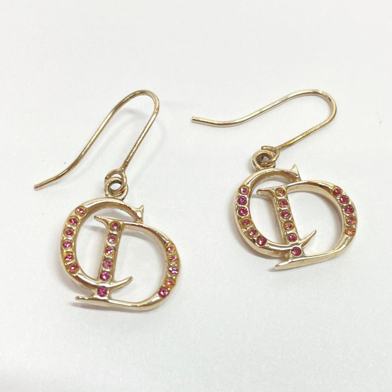 Christian Dior earring Rhinestone metal gold pink Women Used - JP-BRANDS.com