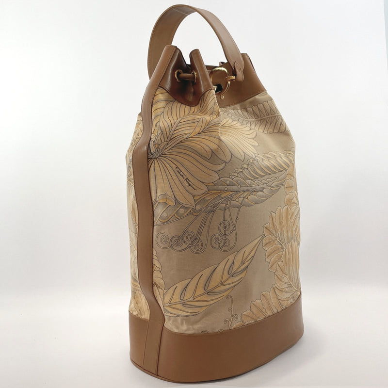 Salvatore Ferragamo Shoulder Bag drawtring canvas beige Women Used