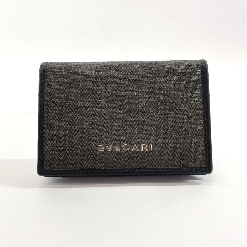 BVLGARI Card Case 32‘588 name card holder Weekend PVC/leather khaki black mens Used - JP-BRANDS.com
