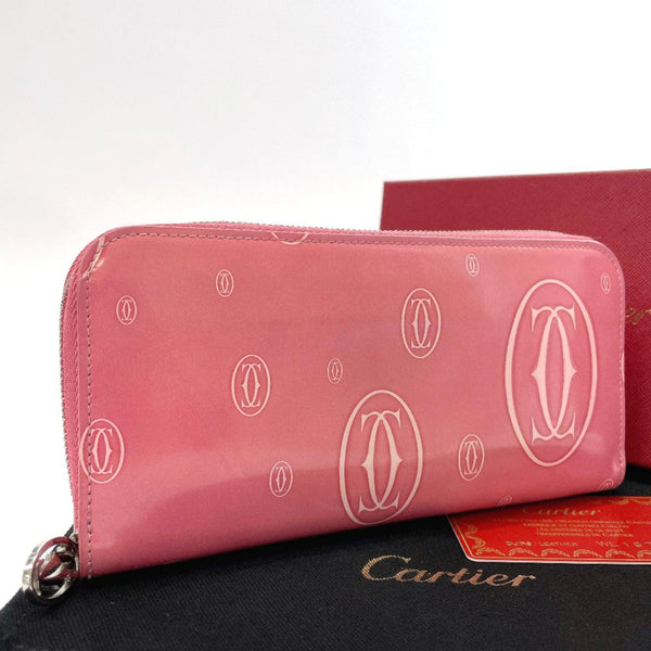 CARTIER purse Zip Around happy Birthday Patent leather pink Women Used - JP-BRANDS.com