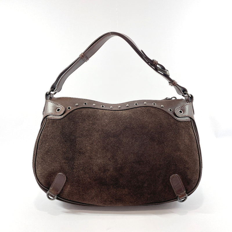 MIUMIU Shoulder Bag Suede/leather Dark brown Women Used
