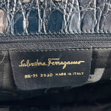Salvatore Ferragamo Tote Bag BK-21 Vara embossing leather Navy Women Used