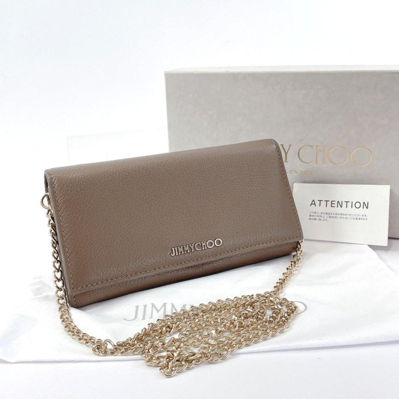 JIMMY CHOO purse Chain wallet leather Gurege Women Used - JP-BRANDS.com