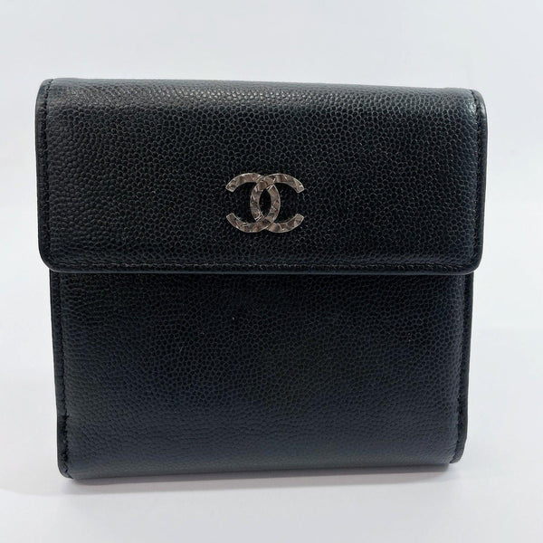 CHANEL Tri-fold wallet COCO Mark Matt caviar skin Black Women Used - JP-BRANDS.com