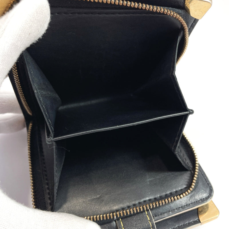 LOUIS VUITTON wallet M91828 Compact zip leather/Suhari Black Women Used