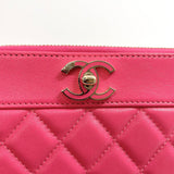 CHANEL purse Vintage Mademoiselle Zip Around lambskin pink Women Used - JP-BRANDS.com