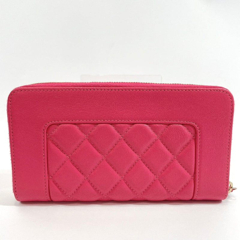 CHANEL purse Vintage Mademoiselle Zip Around lambskin pink Women
