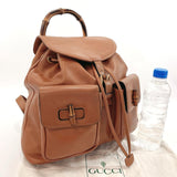GUCCI Backpack Daypack 008 2058 0016 Bamboo leather/Bamboo Brown Women Used - JP-BRANDS.com