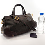 PRADA Shoulder Bag 2way canvas/leather Dark brown Women Used