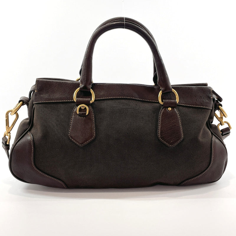 PRADA Shoulder Bag 2way canvas/leather Dark brown Women Used