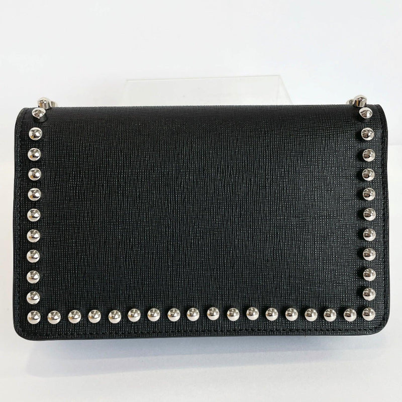FENDI purse 8M0346 Chain wallet Karl Lagerfeld Love leather Black Women Used - JP-BRANDS.com