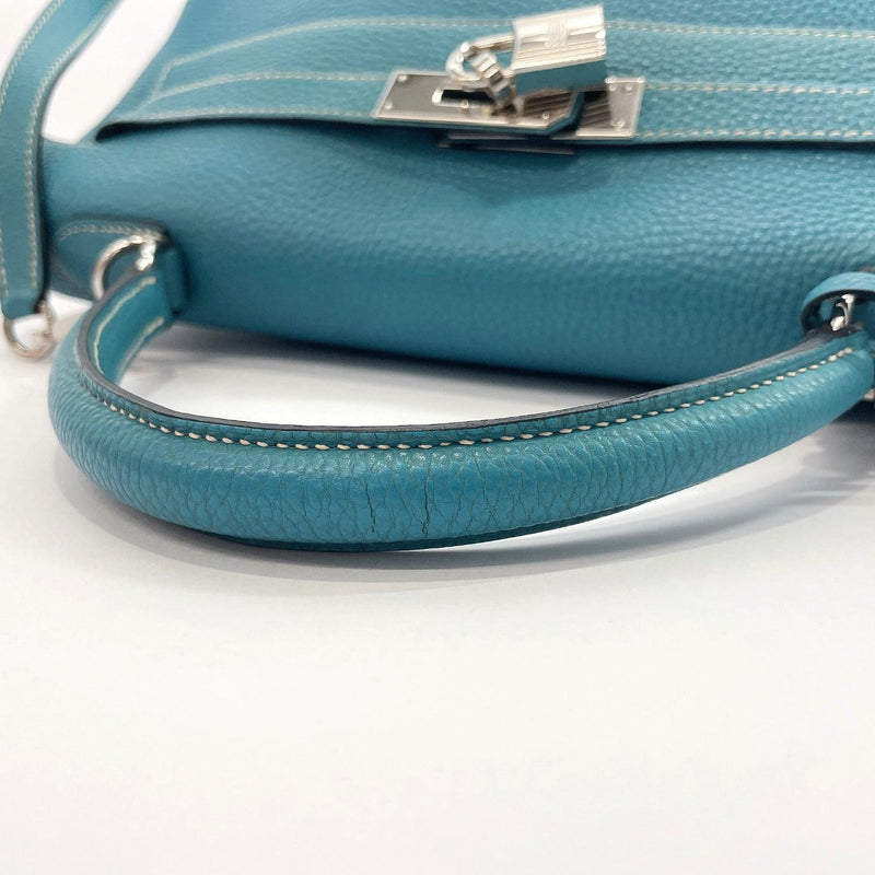 HERMES Handbag Kelly 32 inner stitch Togo blue Blue gene □H Women Used - JP-BRANDS.com