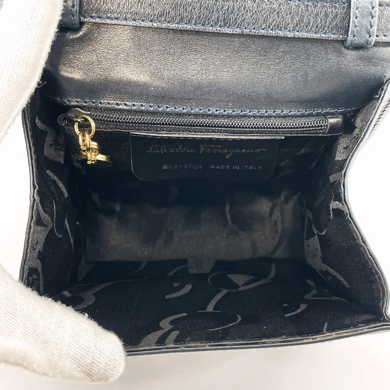Salvatore Ferragamo Shoulder Bag BC213104 Vala vintage leather Navy Women Used