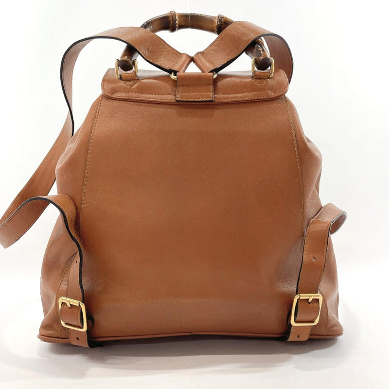 GUCCI Backpack Daypack 003 58 0016 Bamboo leather/Bamboo Brown Women Used - JP-BRANDS.com