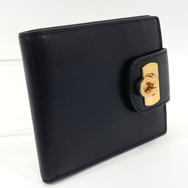 Salvatore Ferragamo wallet Gancini vintage leather Black unisex Used