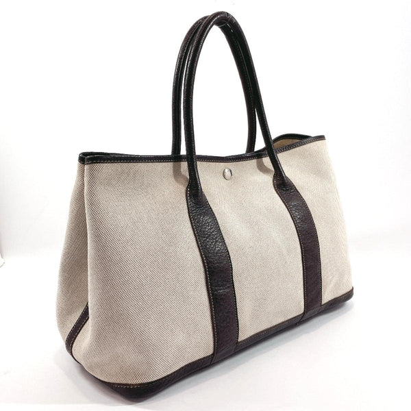 HERMES Tote Bag Garden party PM Tower ash/leather Brown □GCarved seal Women Used - JP-BRANDS.com