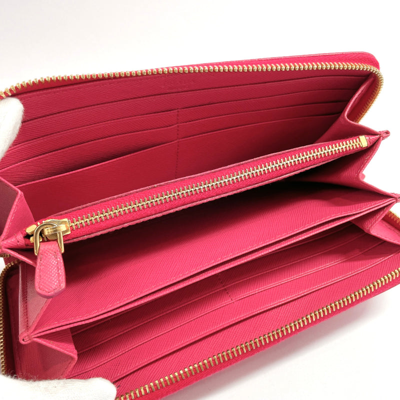 PRADA purse 1M0506 Ribbon motif Zip Around Safiano leather pink Women Used