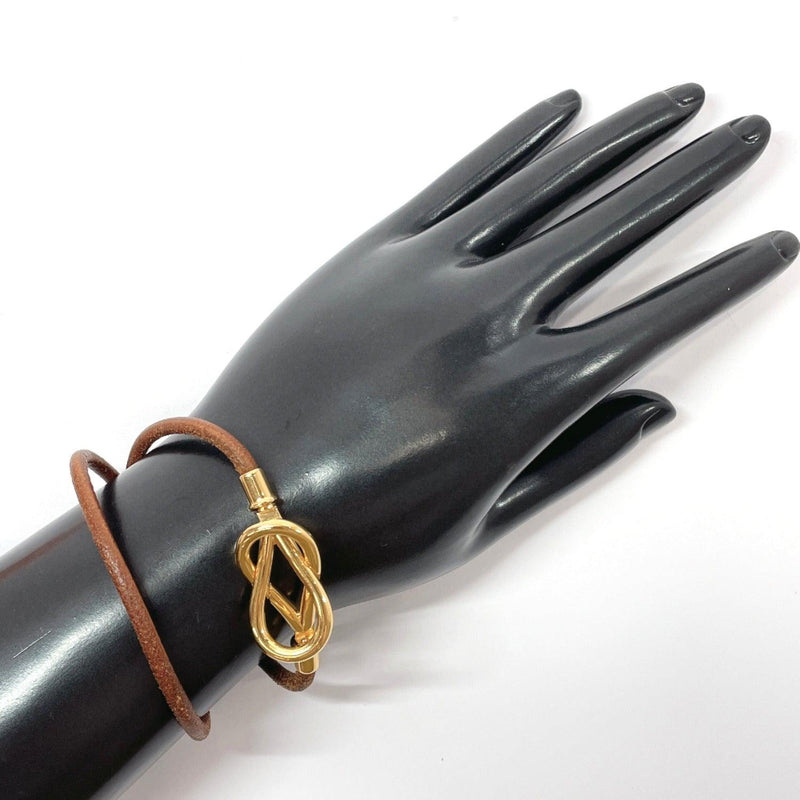 HERMES choker jumbo Choker bracelet leather/Gold Hardware Brown unisex Used - JP-BRANDS.com