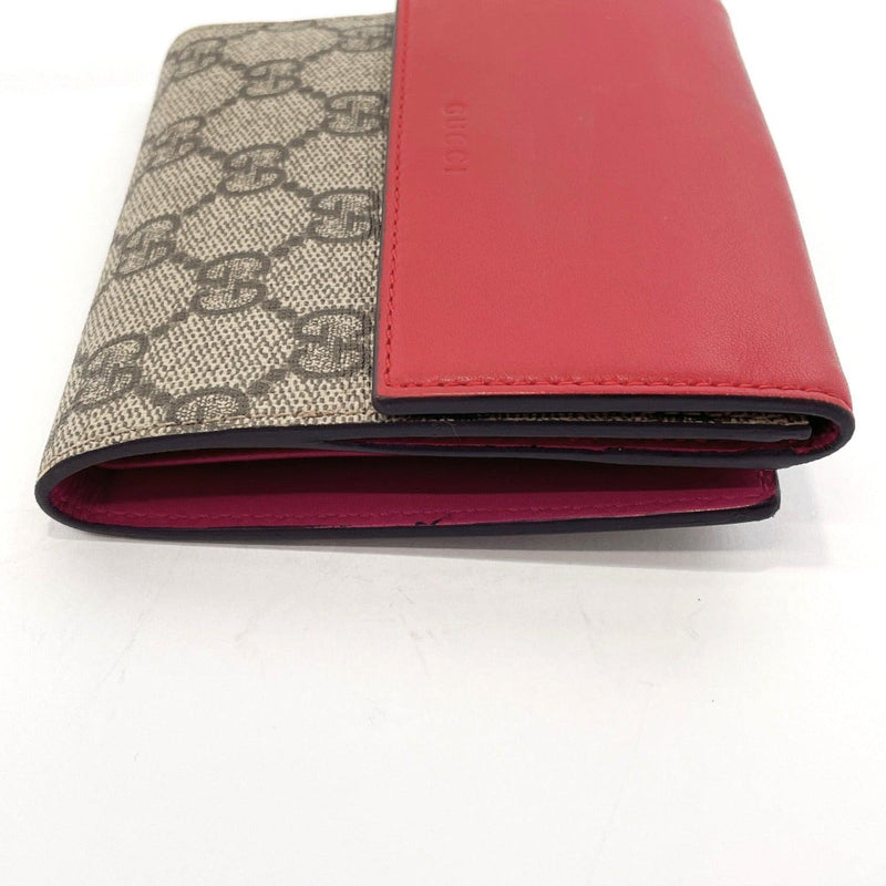 Gucci GUCCI Bi-Fold Wallet GG Supreme Gray Blue Red Coated Canvas 410088