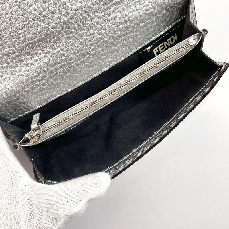 FENDI purse 8M0308 Celeria Continental leather Silver Women Used - JP-BRANDS.com