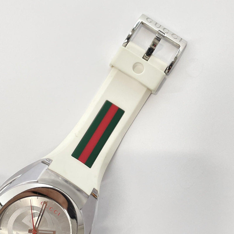 GUCCI Watches 137.1 Sink quartz Sherry line Stainless Steel/rubber white Red unisex Used - JP-BRANDS.com