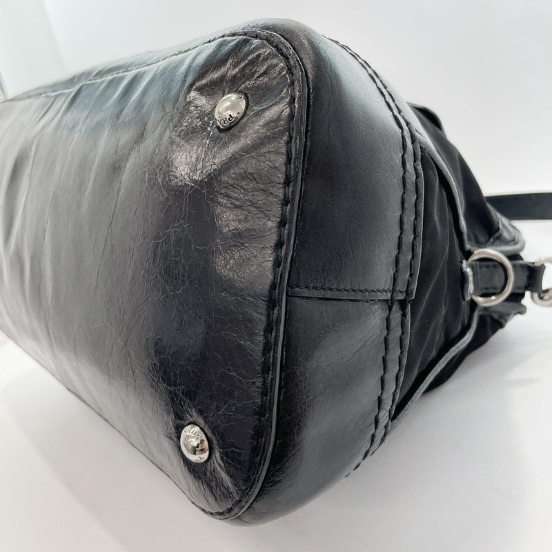 PRADA Handbag 2way Nylon/leather Black Women Used