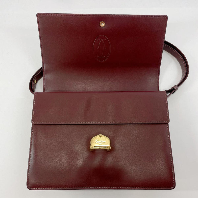 CARTIER Shoulder Bag Must Line vintage leather Bordeaux Women Used - JP-BRANDS.com