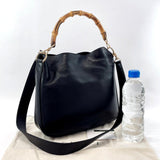 GUCCI Shoulder Bag Bamboo 2WAY leather Black Women Used - JP-BRANDS.com