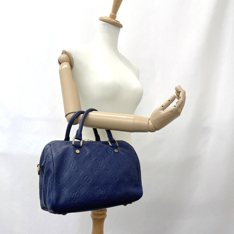 Speedy bandoulière leather handbag Louis Vuitton Navy in Leather