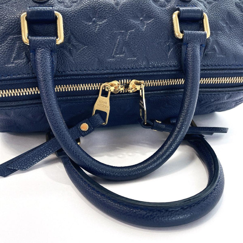 Speedy bandoulière leather handbag Louis Vuitton Navy in Leather