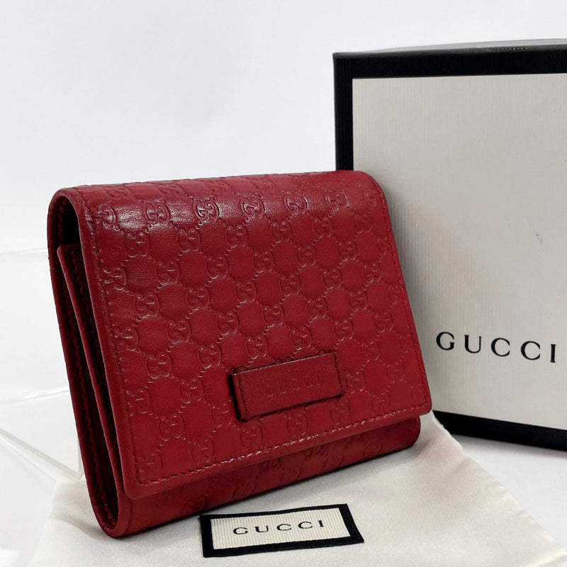 GUCCI Tri-fold wallet 510317 Micro Gucci Shima Sima leather wine-red Women Used - JP-BRANDS.com