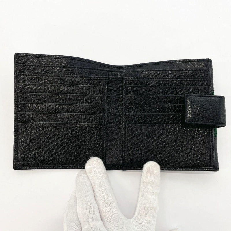 GUCCI Tri-fold wallet 131020 Sherry line Interlocking G leather Black mens Used - JP-BRANDS.com