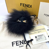 FENDI key ring 7AR688 Bag charm Monster Bag Bugs/fur Black Women Used - JP-BRANDS.com