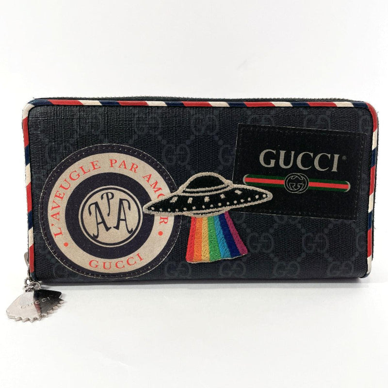 GUCCI purse 496342 Night courier Zip Around GG Supreme Canvas Black mens Used - JP-BRANDS.com