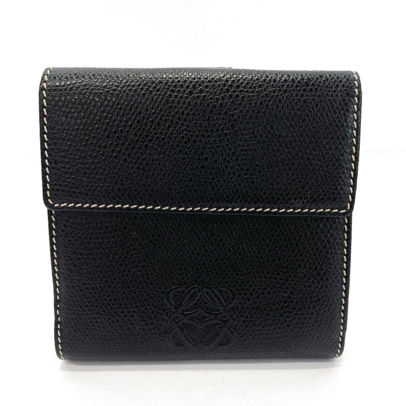 LOEWE wallet anagram leather Black Black mens Used - JP-BRANDS.com