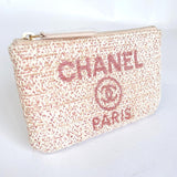CHANEL Pouch A81979 Cruise Collection Deauville tweed canvas pink Women Used - JP-BRANDS.com