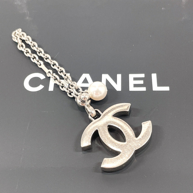 CHANEL key ring COCO Mark charm metal/Fake pearl Silver 02C Women