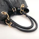 Salvatore Ferragamo Handbag Croco pattern Gancini leather Black Women Used