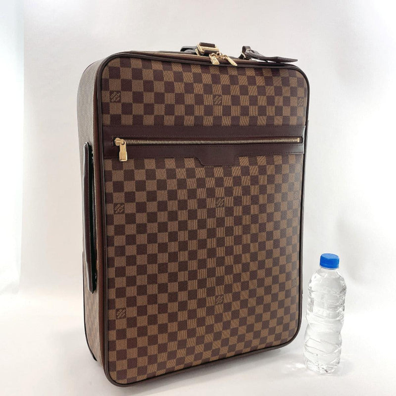 Louis Vuitton suitcase in ebene damier canvas and brown leather