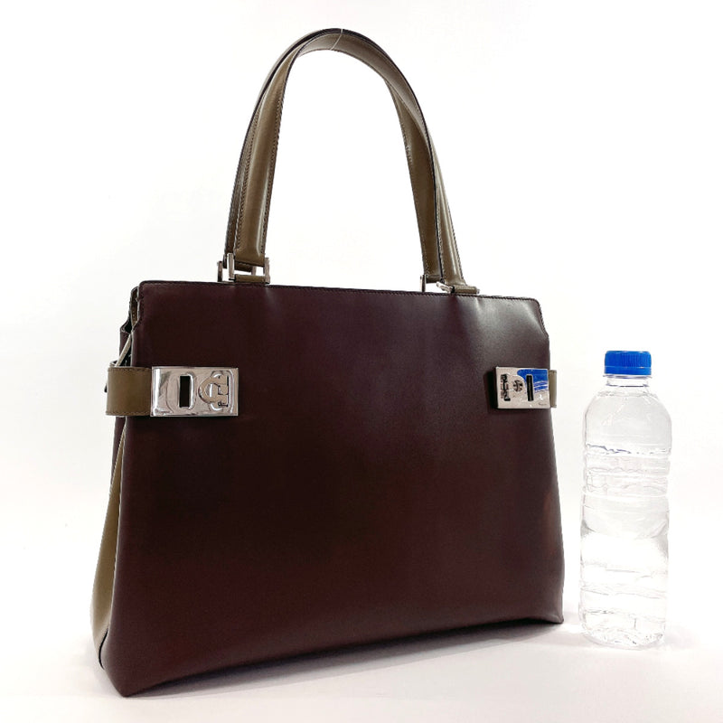 Salvatore Ferragamo Handbag DY-21 Gancini bicolor leather Brown Brown Women Used