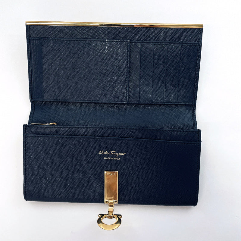 Salvatore Ferragamo purse Gancini leather Navy Women Used