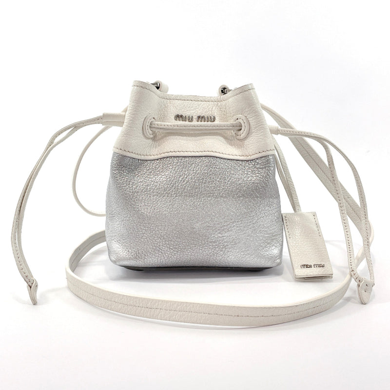 MIUMIU Shoulder Bag RT645C Madras leather Silver Silver Women Used
