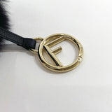 FENDI key ring Pom pom charm Fox/leather Black Black Women Used - JP-BRANDS.com