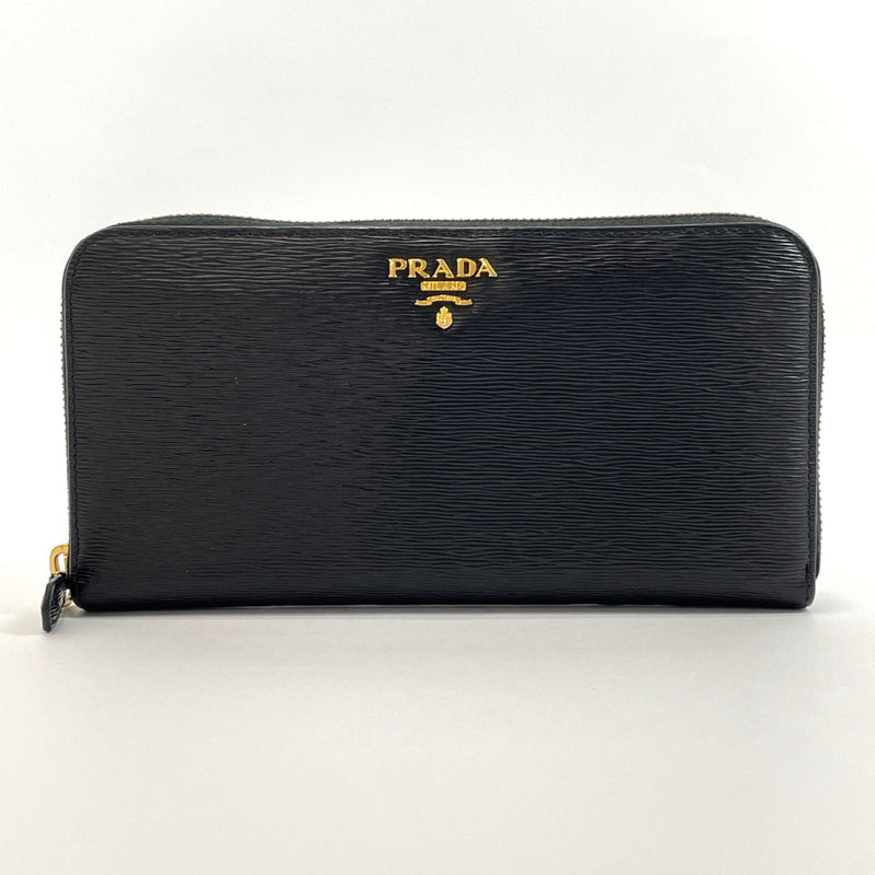 PRADA purse Zip Around Safiano leather Black Women Used
